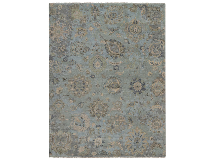 9'2" x 12'1" New Hand Knotted Green Wool Rectangle Oriental Rug - MOA10291808