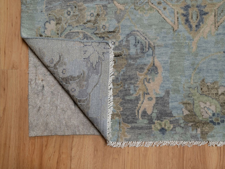 9'2" x 12'1" New Hand Knotted Green Wool Rectangle Oriental Rug - MOA10291808