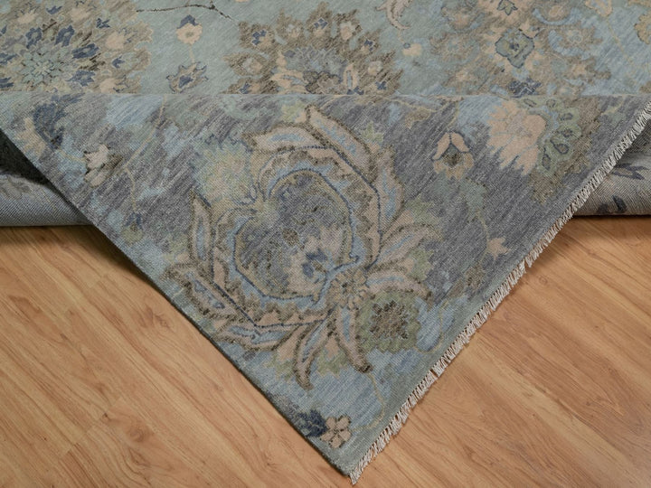 9'2" x 12'1" New Hand Knotted Green Wool Rectangle Oriental Rug - MOA10291808