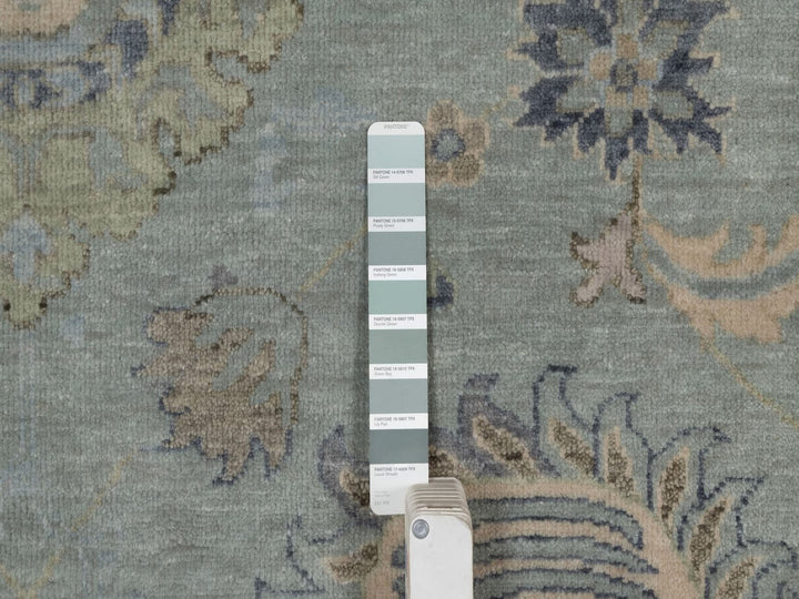 9'2" x 12'1" New Hand Knotted Green Wool Rectangle Oriental Rug - MOA10291808