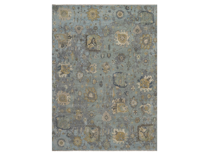 8'7" x 11'11" New Hand Knotted Green Wool Rectangle Oriental Rug - MOA10291809