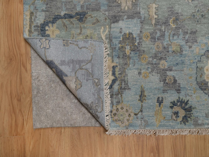 8'7" x 11'11" New Hand Knotted Green Wool Rectangle Oriental Rug - MOA10291809