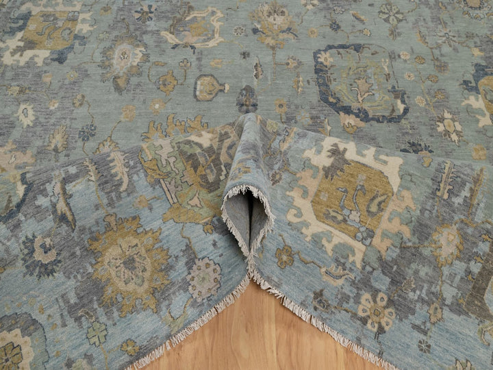 8'7" x 11'11" New Hand Knotted Green Wool Rectangle Oriental Rug - MOA10291809