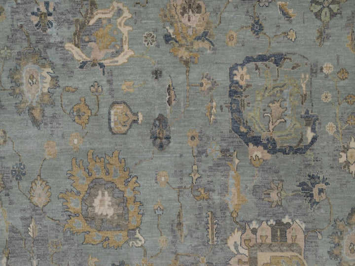 8'7" x 11'11" New Hand Knotted Green Wool Rectangle Oriental Rug - MOA10291809