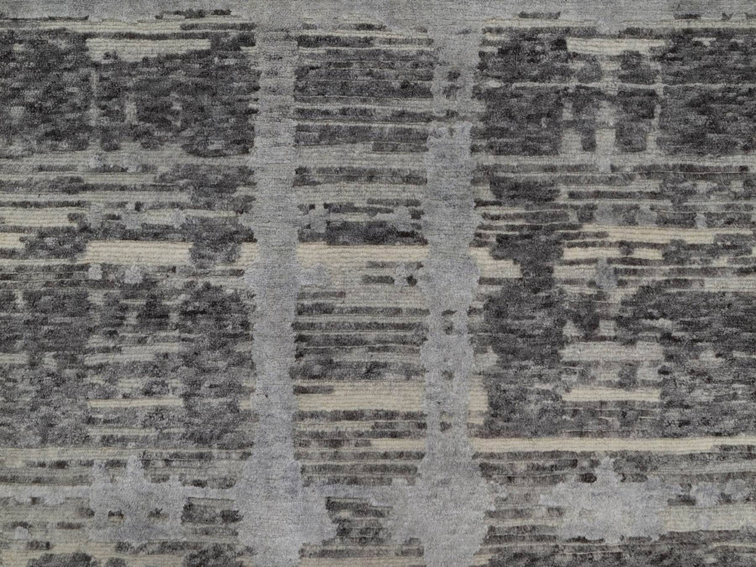 2'6" x 14'0" New Hand Knotted Grey Wool Runner Oriental Rug - MOA10291810