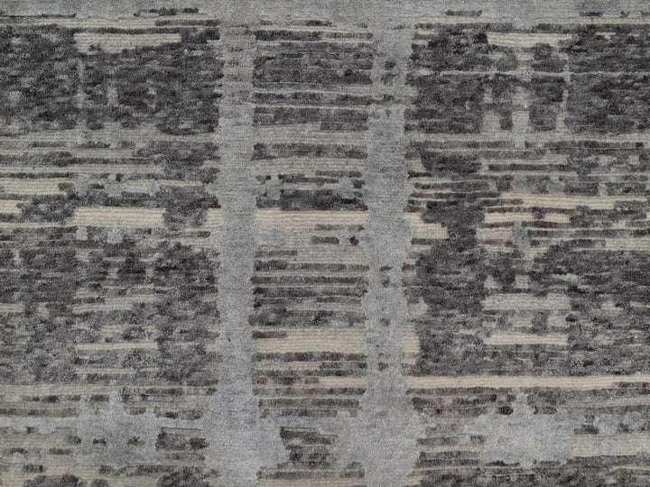 2'6" x 14'0" New Hand Knotted Grey Wool Runner Oriental Rug - MOA10291810