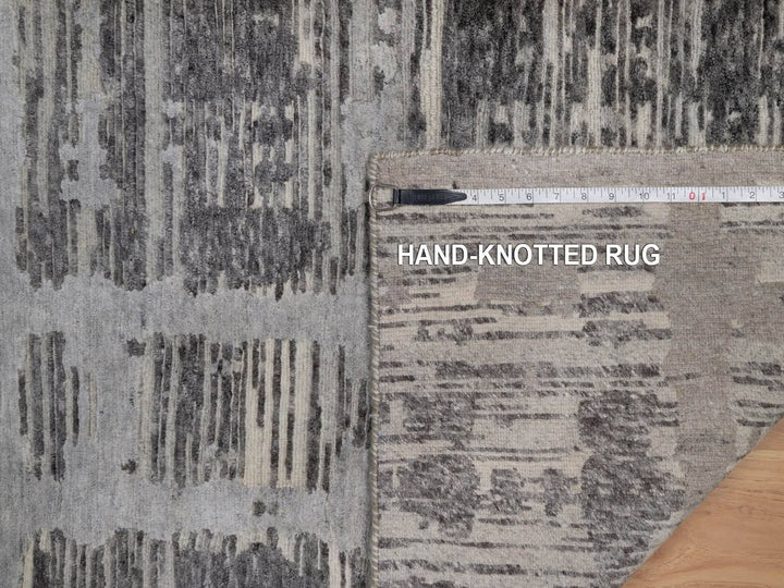 2'6" x 14'0" New Hand Knotted Grey Wool Runner Oriental Rug - MOA10291810