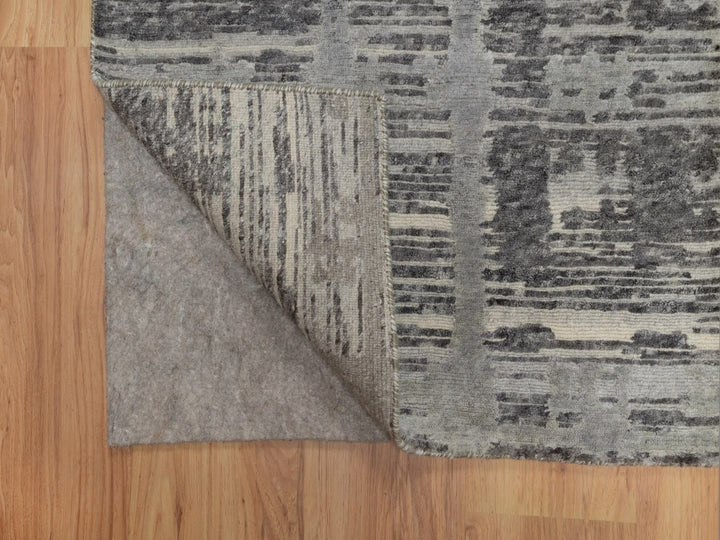 2'5" x 6'2" New Hand Knotted Grey Wool Runner Oriental Rug - MOA10291813