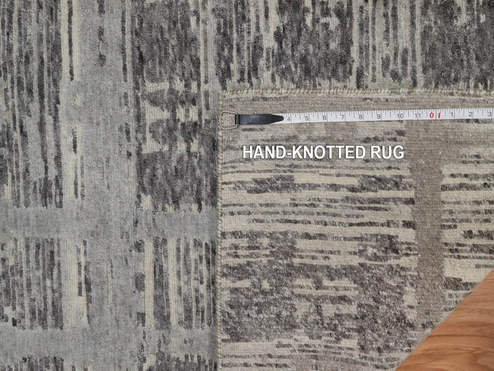 2'5" x 6'2" New Hand Knotted Grey Wool Runner Oriental Rug - MOA10291813