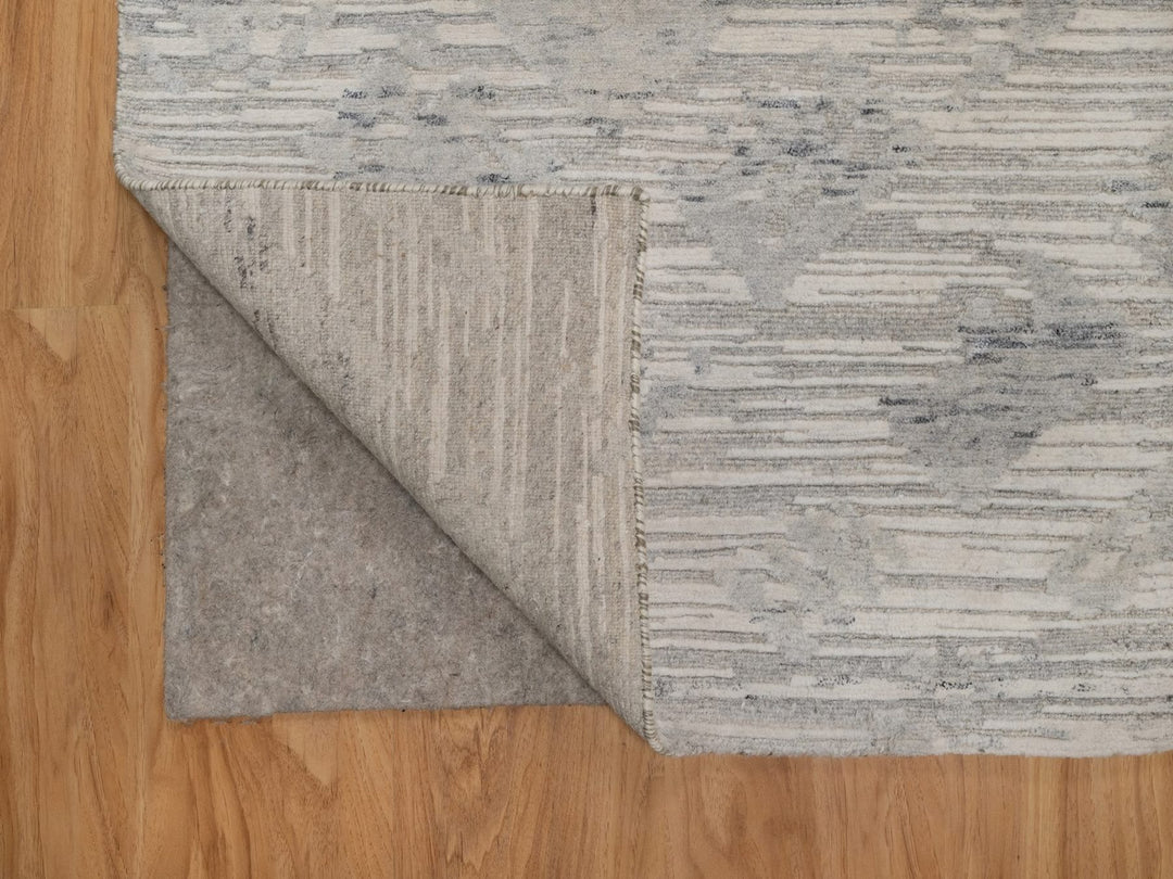 2'6" x 6'3" New Hand Knotted Grey Wool Runner Oriental Rug - MOA10291814