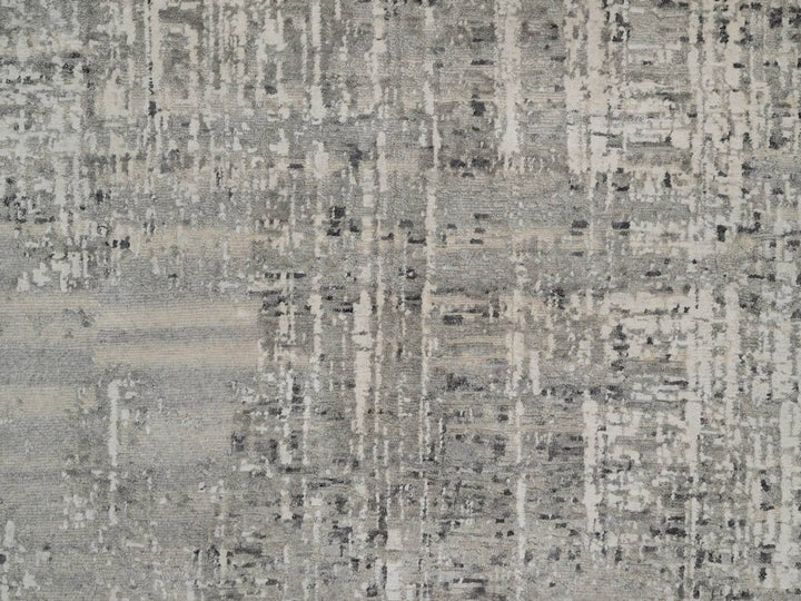 9'0" x 12'1" New Hand Knotted Grey Wool Rectangle Oriental Rug - MOA10291815