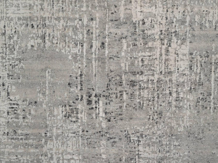 6'1" x 9'0" New Hand Knotted Grey Wool Rectangle Oriental Rug - MOA10291816