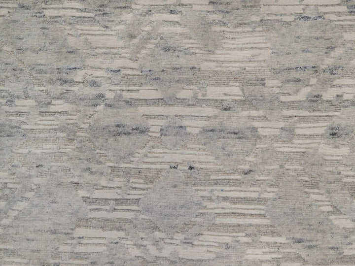 2'6" x 6'3" New Hand Knotted Grey Wool Runner Oriental Rug - MOA10291817