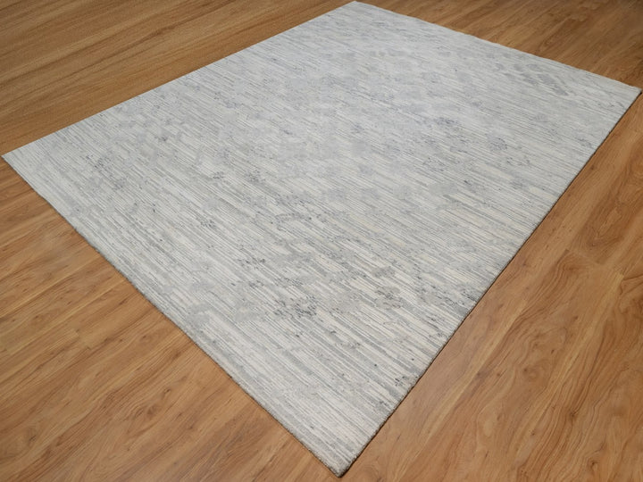 8'0" x 10'2" New Hand Knotted Ivory Wool Rectangle Oriental Rug - MOA10291819
