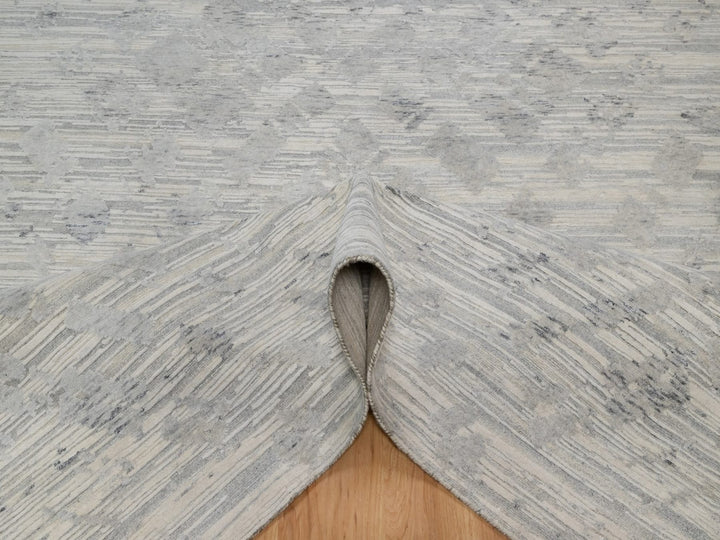 8'0" x 10'2" New Hand Knotted Grey Wool Rectangle Oriental Rug - MOA10291819