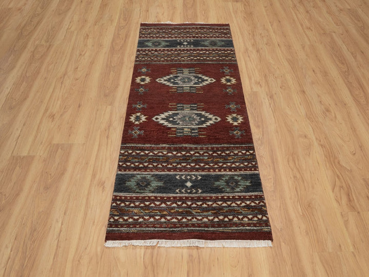 2'7" x 6'2" New Hand Knotted Red Wool Runner Oriental Rug - MOA10291820