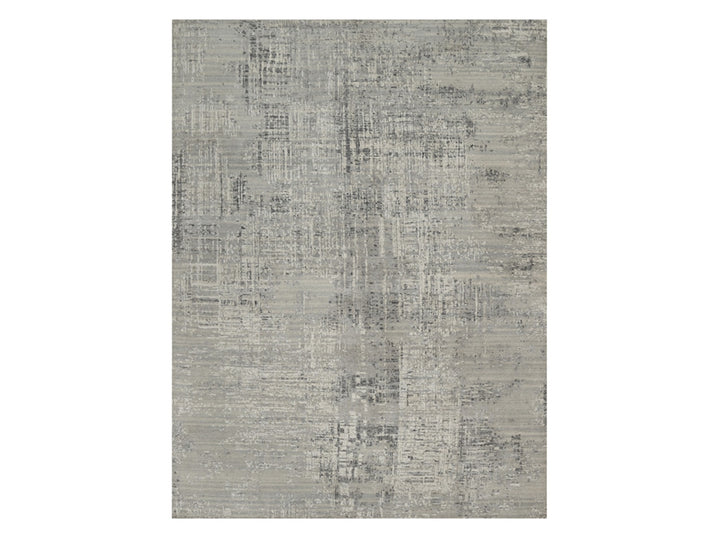 8'11" x 11'11" New Hand Knotted Grey Wool Rectangle Oriental Rug - MOA10291822