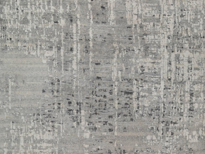 8'11" x 11'11" New Hand Knotted Grey Wool Rectangle Oriental Rug - MOA10291822