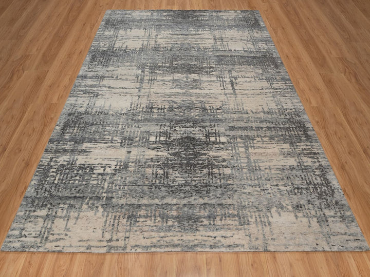 8'0" x 10'1" New Hand Knotted Ivory Wool Rectangle Oriental Rug - MOA10291824