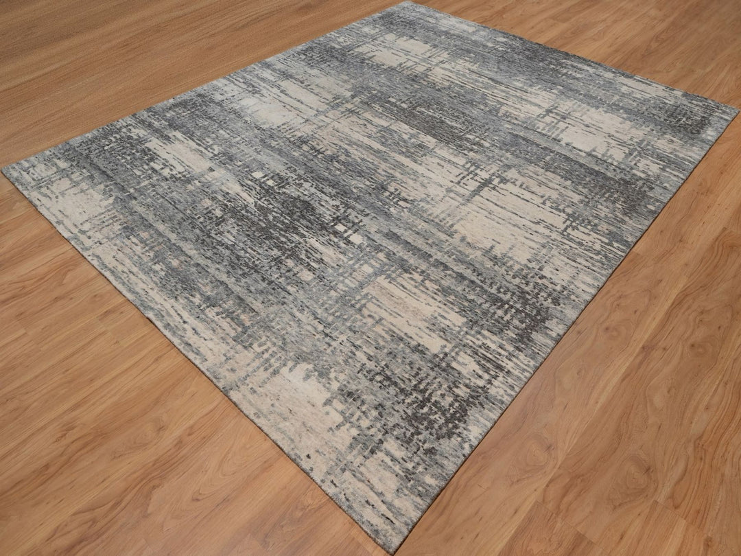 8'0" x 10'1" New Hand Knotted Ivory Wool Rectangle Oriental Rug - MOA10291824