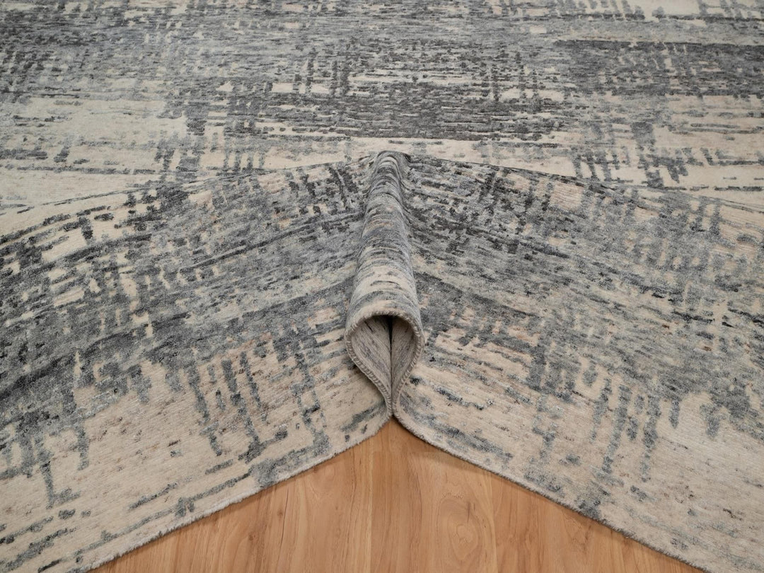 8'0" x 10'1" New Hand Knotted Ivory Wool Rectangle Oriental Rug - MOA10291824