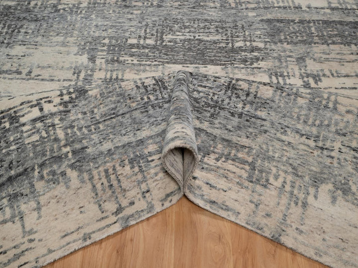 8'0" x 10'1" New Hand Knotted Ivory Wool Rectangle Oriental Rug - MOA10291824
