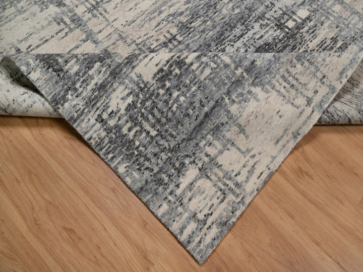 8'0" x 10'1" New Hand Knotted Ivory Wool Rectangle Oriental Rug - MOA10291824