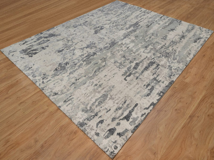 8'0" x 10'0" New Hand Knotted Ivory Wool Rectangle Oriental Rug - MOA10291825