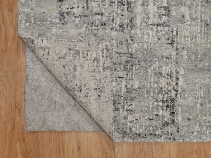 2'7" x 8'0" New Hand Knotted Grey Wool Runner Oriental Rug - MOA10291826