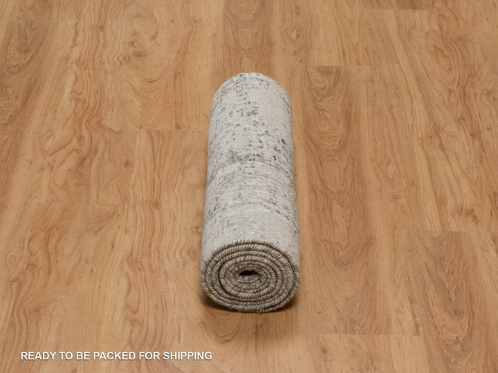 2'7" x 8'0" New Hand Knotted Grey Wool Runner Oriental Rug - MOA10291826