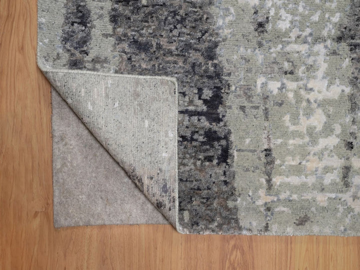 8'2" x 10'0" New Hand Knotted Grey Wool Rectangle Oriental Rug - MOA10291827