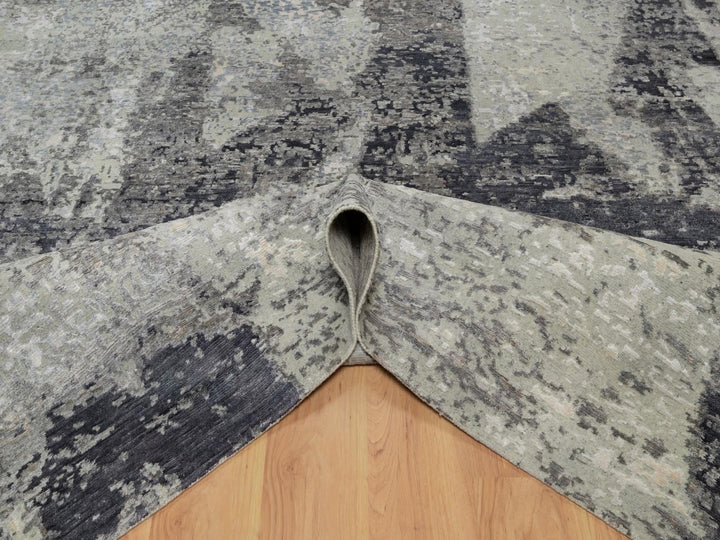 8'2" x 10'0" New Hand Knotted Grey Wool Rectangle Oriental Rug - MOA10291827