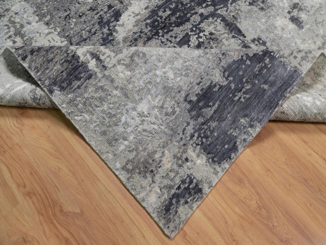 8'2" x 10'0" New Hand Knotted Grey Wool Rectangle Oriental Rug - MOA10291827