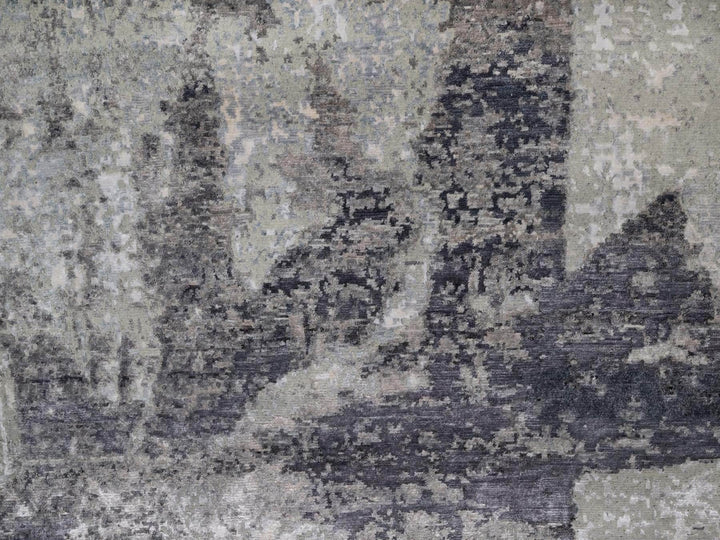 8'2" x 10'0" New Hand Knotted Grey Wool Rectangle Oriental Rug - MOA10291827