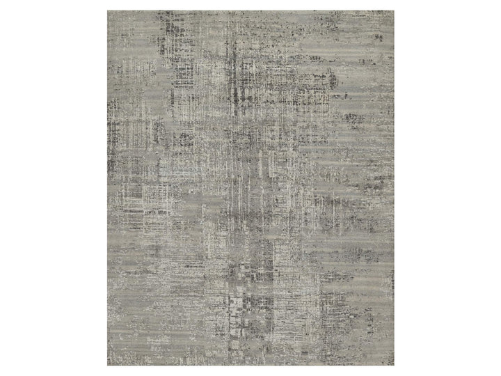 8'1" x 10'1" New Hand Knotted Grey Wool Rectangle Oriental Rug - MOA10291828