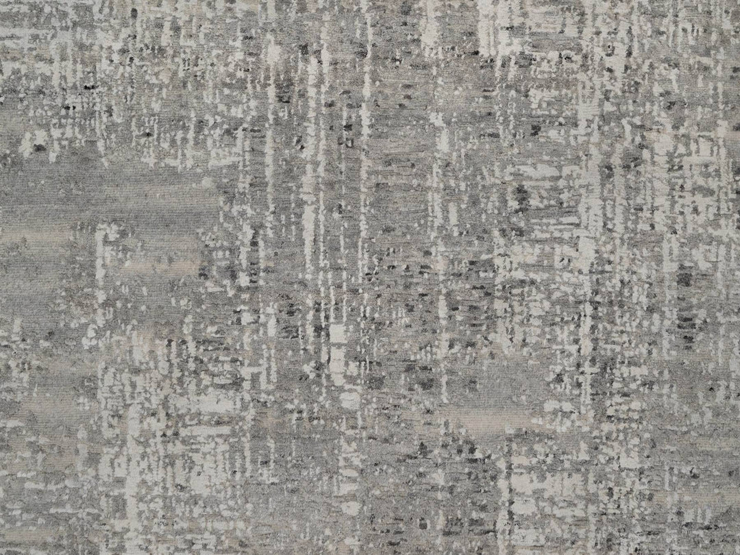 8'1" x 10'1" New Hand Knotted Grey Wool Rectangle Oriental Rug - MOA10291828