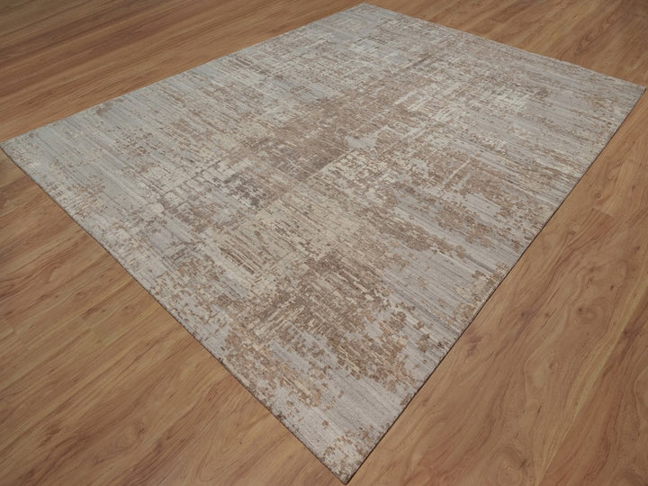 9'1" x 11'10" New Hand Knotted Brown Wool Rectangle Oriental Rug - MOA10291829
