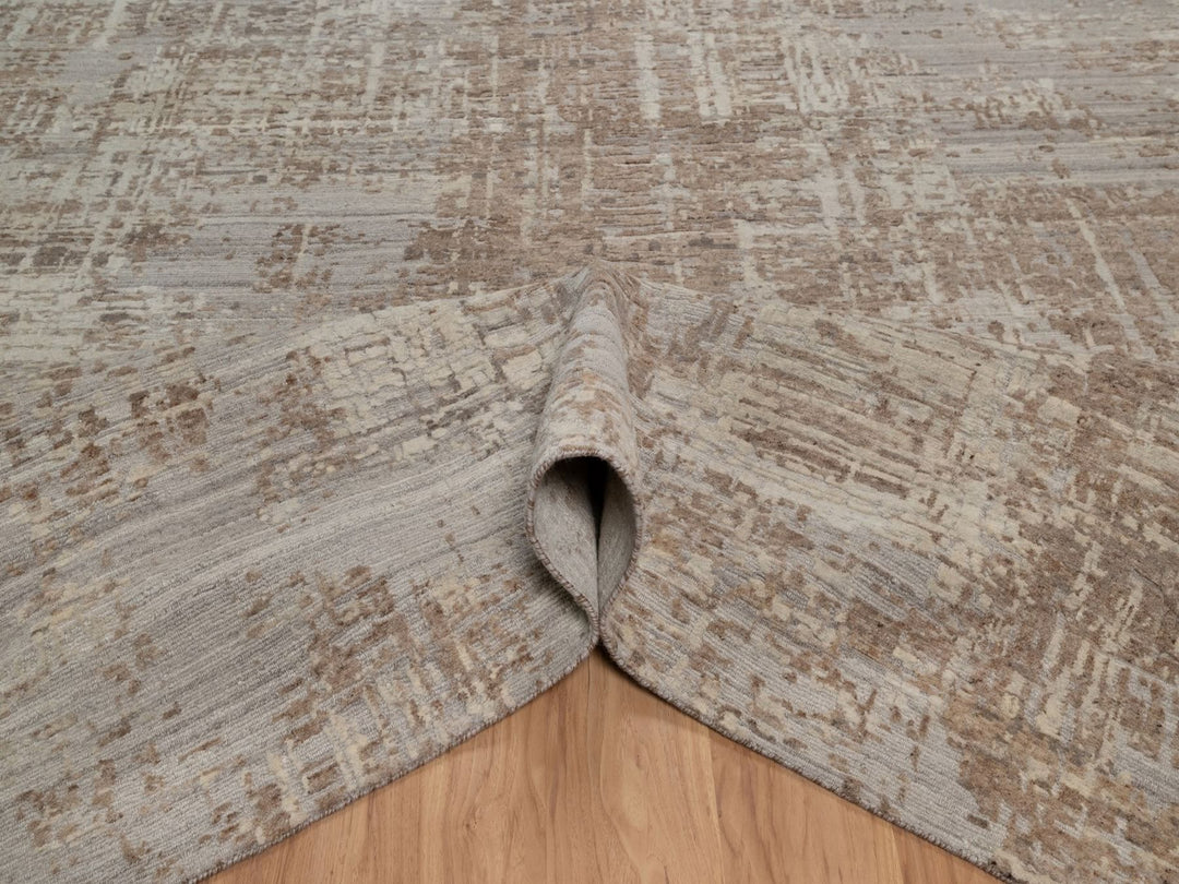 9'1" x 11'10" New Hand Knotted Brown Wool Rectangle Oriental Rug - MOA10291829