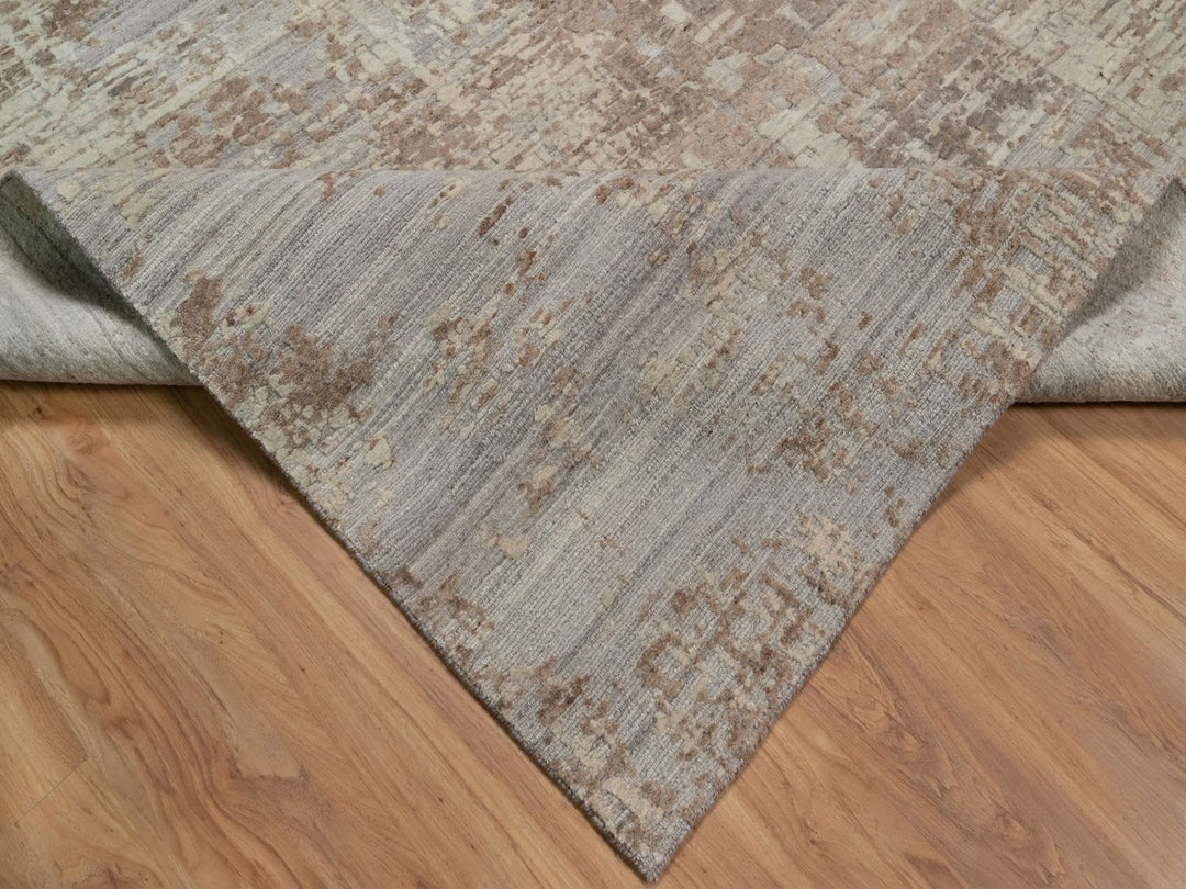 9'1" x 11'10" New Hand Knotted Brown Wool Rectangle Oriental Rug - MOA10291829
