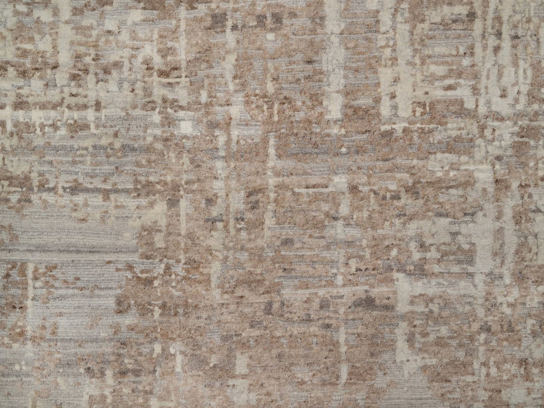 9'1" x 11'10" New Hand Knotted Brown Wool Rectangle Oriental Rug - MOA10291829