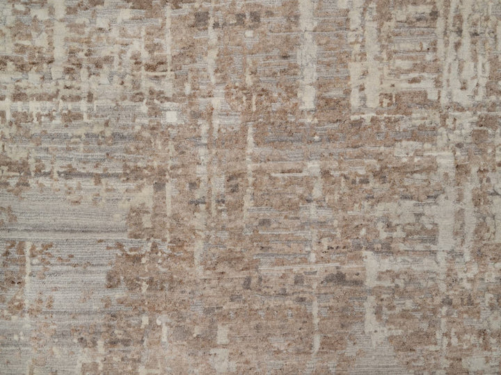 9'1" x 11'10" New Hand Knotted Brown Wool Rectangle Oriental Rug - MOA10291829