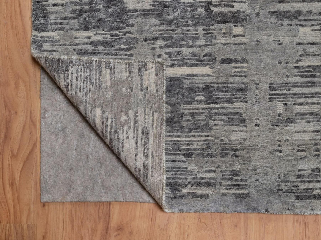 10'0" x 14'1" New Hand Knotted Grey Wool Rectangle Oriental Rug - MOA10291831