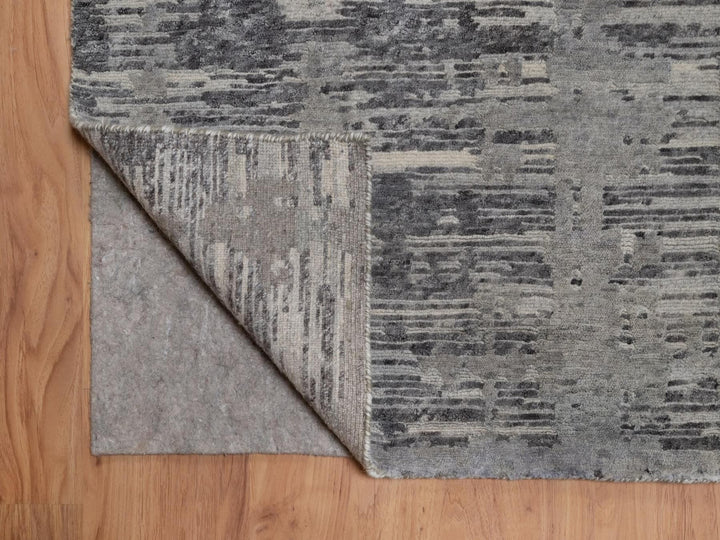 10'0" x 14'1" New Hand Knotted Grey Wool Rectangle Oriental Rug - MOA10291831