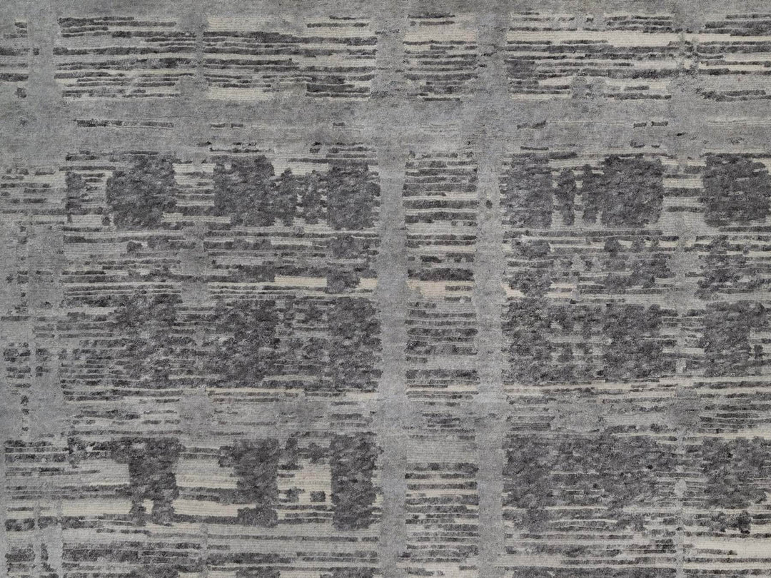 10'0" x 14'1" New Hand Knotted Grey Wool Rectangle Oriental Rug - MOA10291831