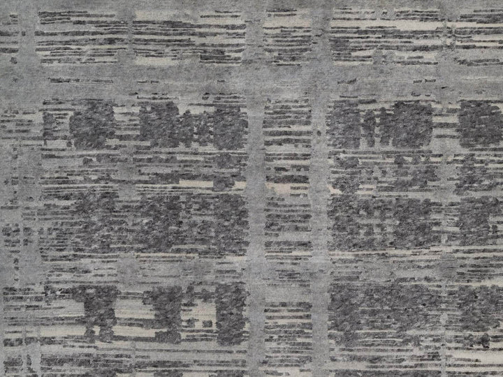 10'0" x 14'1" New Hand Knotted Grey Wool Rectangle Oriental Rug - MOA10291831