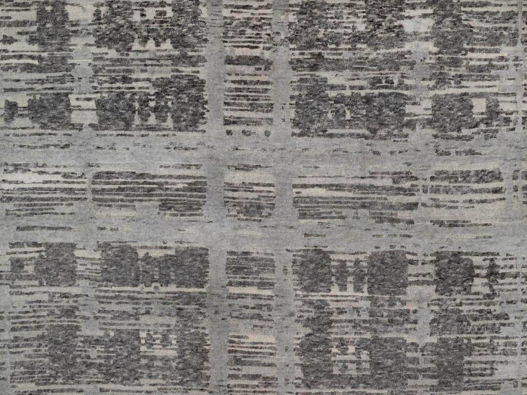 8'1" x 10'1" New Hand Knotted Grey Wool Rectangle Oriental Rug - MOA10291832