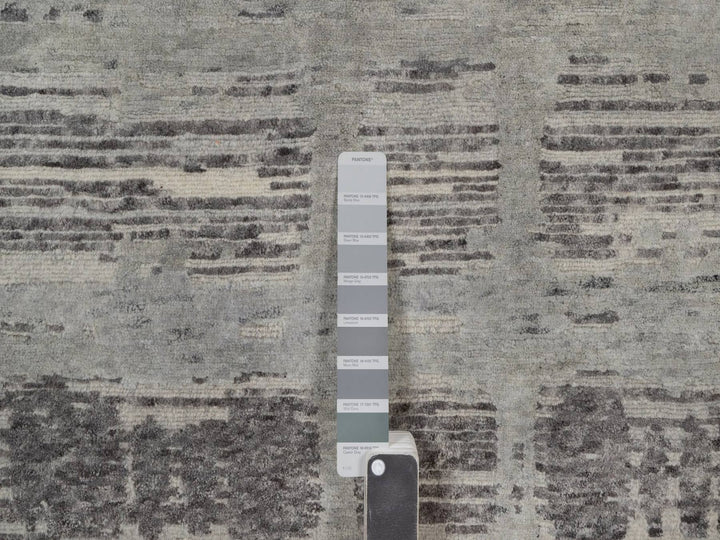 5'0" x 7'0" New Hand Knotted Grey Wool Rectangle Oriental Rug - MOA10291833