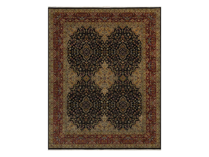 8'0" x 10'1" New Hand Knotted Black Wool Rectangle Oriental Rug - MOA10291834
