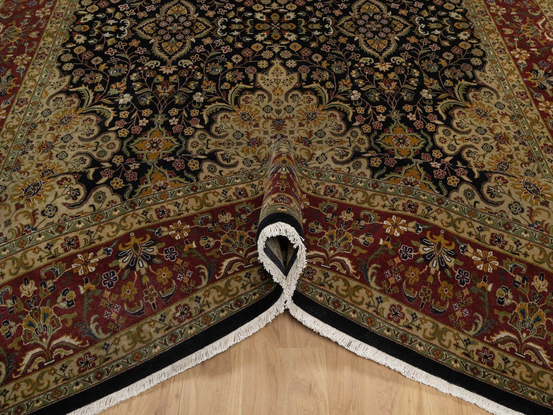 8'0" x 10'1" New Hand Knotted Black Wool Rectangle Oriental Rug - MOA10291834
