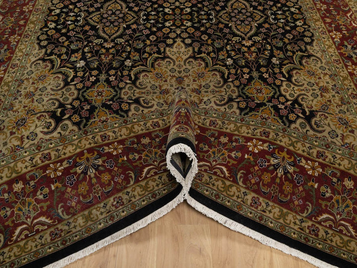 8'0" x 10'1" New Hand Knotted Black Wool Rectangle Oriental Rug - MOA10291834